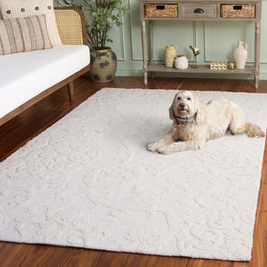 Safavieh Blossom Hand Tufted Wool Area Rug Ivory Traditional Low Pile Living Room Accent BLM401D-5
