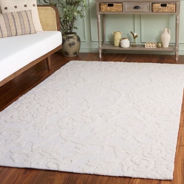 Safavieh Blossom Hand Tufted Wool Area Rug Ivory Traditional Low Pile Living Room Accent BLM401D-5