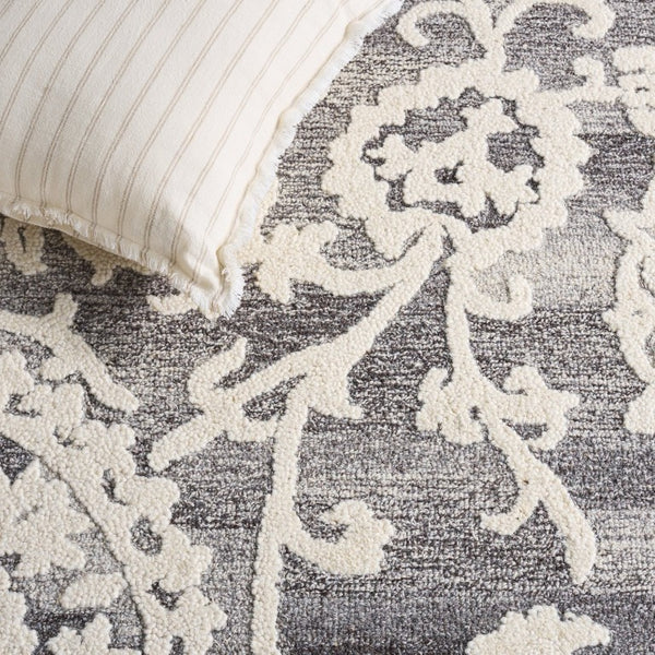Safavieh Blossom Hand Tufted Wool Area Rug Traditional Indian Craft Grey Ivory Living Room BLM401F-6