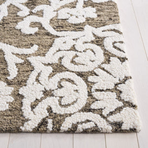Safavieh Blossom Hand Tufted Wool Hallway Runner Artisan Crafted Traditional Brown Ivory Rug BLM401T-28