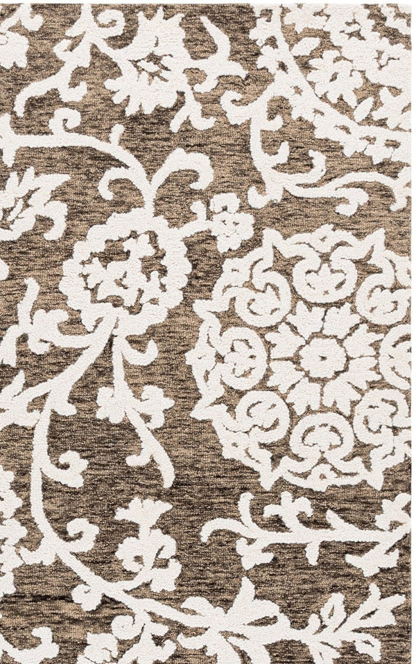 Safavieh Blossom Hand Tufted Wool Area Rug Traditional Brown Ivory Pile for Living Room BLM401T-5
