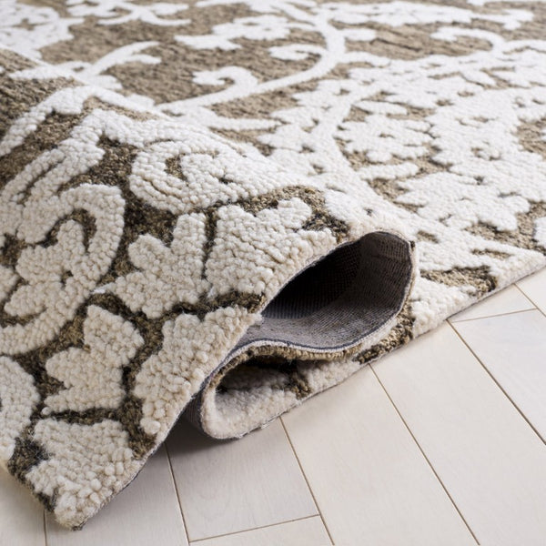 Safavieh Blossom Hand Tufted Wool Area Rug Traditional Brown Ivory Pile for Living Room BLM401T-5