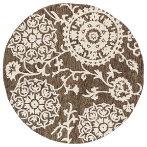 Safavieh Blossom Hand Tufted Wool Round Rug Traditional Ivory Brown Plush Living Room Accent BLM401T-6R