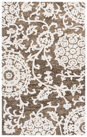 Safavieh Blossom Hand Tufted Wool Area Rug Traditional Brown Ivory Pattern for Living Room BLM401T-6