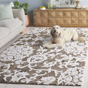 Safavieh Blossom Hand Tufted Wool Area Rug Traditional Brown Ivory Pattern for Living Room BLM401T-6