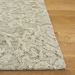 Safavieh Blossom Hand Tufted Wool Hallway Runner Artisan Crafted Sage Ivory Solid Pile BLM401W-28