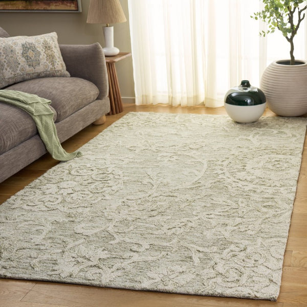 Safavieh Blossom Hand Tufted Wool Area Rug Sage Ivory Traditional Weave for Living Room BLM401W-5