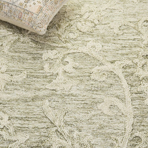 Safavieh Blossom Hand-Tufted Wool Square Rug Sage Ivory Traditional Low Pile Living Room BLM401W-6SQ