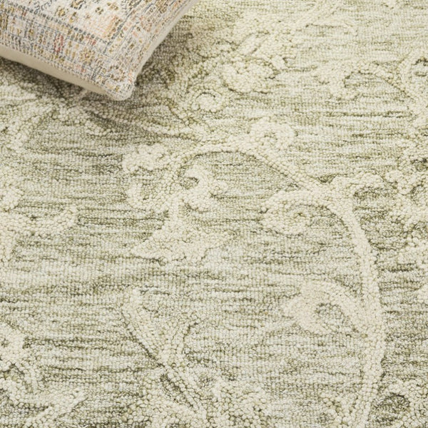 Safavieh Blossom Hand-Tufted Wool Square Rug Sage Ivory Traditional Low Pile Living Room BLM401W-6SQ