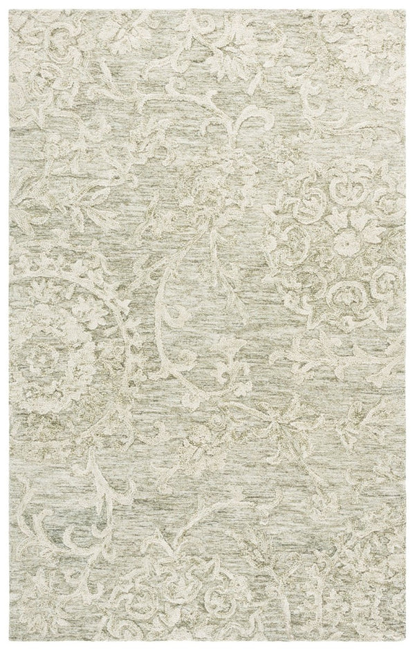 Safavieh Blossom Hand-Tufted Wool Area Rug Plush Solid Sage Ivory for Living Room or Bedroom BLM401W-6