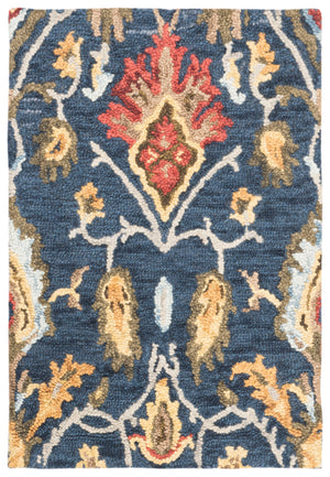 Safavieh Blossom Handcrafted Wool Area Rug - Luxurious Floral Motif Décor For Timeless Elegance In Any Room Navy ,Multi Wool Blm402a-68