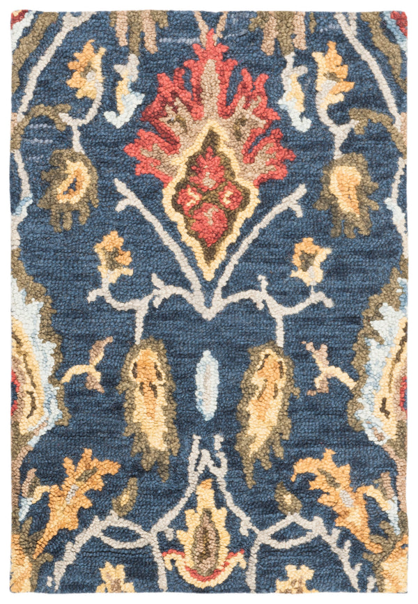Safavieh Blossom Handcrafted Wool Area Rug - Luxurious Floral Motif Décor For Timeless Elegance In Any Room Navy ,Multi Wool Blm402a-68