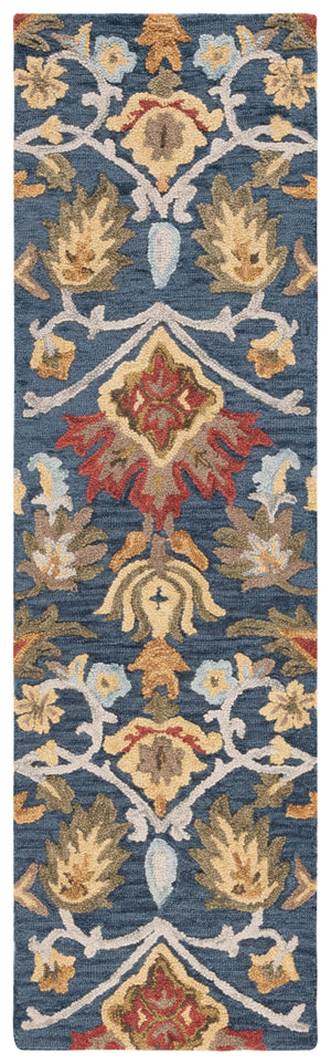 Safavieh Blossom Handcrafted Wool Area Rug - Luxurious Floral Motif Décor For Timeless Elegance In Any Room Navy ,Multi Wool Blm402a-68