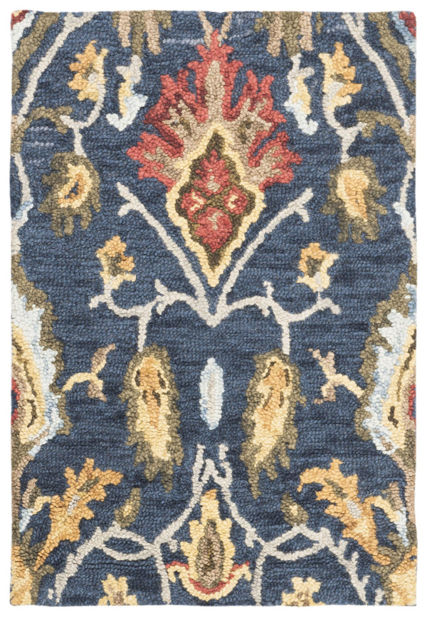 Safavieh Blossom Hand‑Tufted Wool Area Rug Navy Multi With Plush 5/8" Pile, Floral Transitional Elegance 3'-0" x 5'-0" BLM402A-3OV