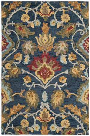 Safavieh Blossom Handcrafted Wool Area Rug - Luxurious Floral Motif Décor For Timeless Elegance In Any Room Navy ,Multi Wool Blm402a-68