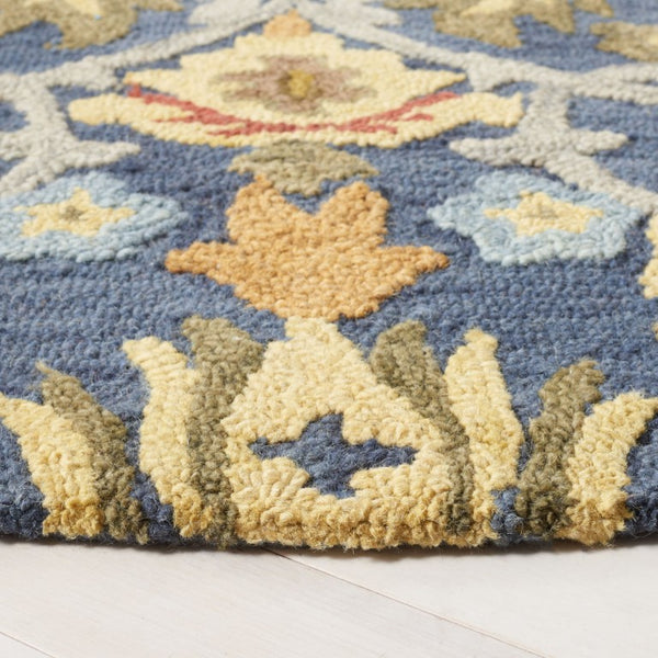Safavieh Blossom Hand-Tufted Wool Oval Rug with Floral Motif for Dining or Bedroom Navy 4'-0" x 6'-0" BLM402A-4OV