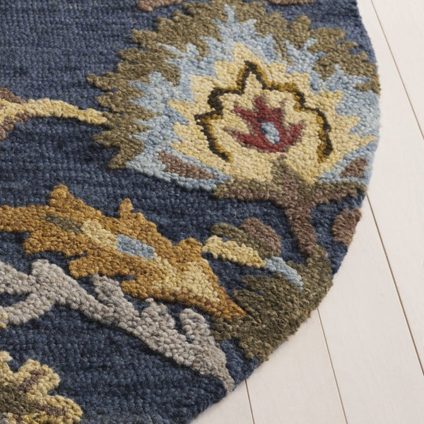Safavieh Blossom Hand-Tufted Wool Oval Rug with Floral Motif for Dining or Bedroom Navy 4'-0" x 6'-0" BLM402A-4OV