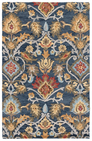 Safavieh Blossom Hand‑Tufted Wool Area Rug Navy Multi With Plush 5/8" Pile, Floral Transitional Elegance 3'-0" x 5'-0" BLM402A-3OV