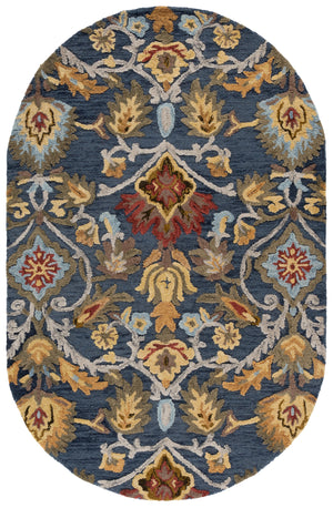 Safavieh Blossom Handcrafted Wool Area Rug - Luxurious Floral Motif Décor For Timeless Elegance In Any Room Navy ,Multi Wool Blm402a-68