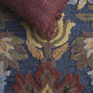 Safavieh Blossom Hand-Tufted Wool Oval Rug with Floral Motif for Dining or Bedroom Navy 5'-0" x 8'-0" BLM402A-5OV