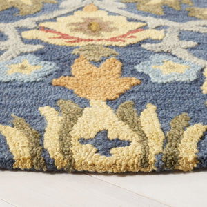 Safavieh Blossom Hand-Tufted Wool Oval Rug with Floral Motif for Dining or Bedroom Navy 5'-0" x 8'-0" BLM402A-5OV