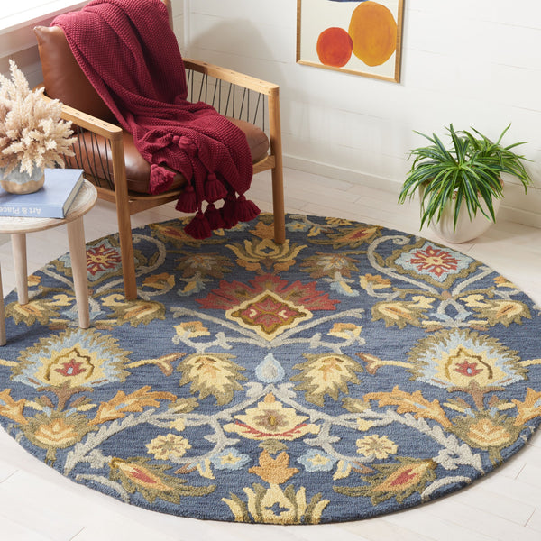 Safavieh Blossom Hand‑Tufted Wool Area Rug Navy Multi With Plush 5/8" Pile, Floral Transitional Elegance 3'-0" x 5'-0" BLM402A-3OV