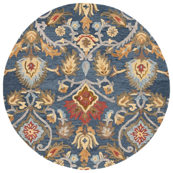 Safavieh Blossom Hand‑Tufted Wool Area Rug Navy Multi With Plush 5/8" Pile, Floral Transitional Elegance 3'-0" x 5'-0" BLM402A-3OV