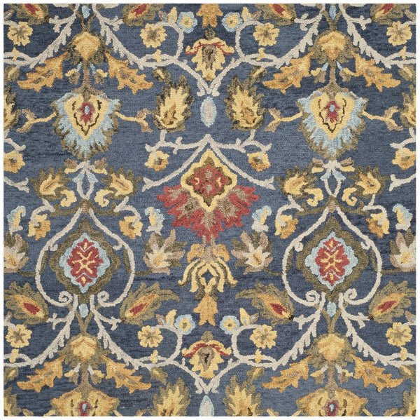 Safavieh Blossom Hand‑Tufted Wool Area Rug Navy Multi With Plush 5/8" Pile, Floral Transitional Elegance 3'-0" x 5'-0" BLM402A-3OV