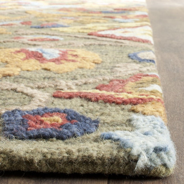 Safavieh Blossom Hand-Tufted Wool Oval Rug with Floral Motif for Dining or Bedroom Green 11'-0" x 11'-0" BLM402B-11SQ