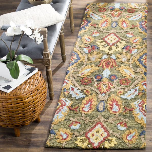 Safavieh Blossom Artisan-crafted Wool Area Rug – Timeless Elegance With Lush Floral Patterns For Your Home Green ,Multi Wool Blm402b-1218