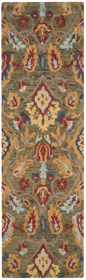 Safavieh Blossom Handcrafted Wool Area Rug - Luxurious Floral Motif Décor For Timeless Elegance In Any Room Green ,Multi Wool Blm402b-68