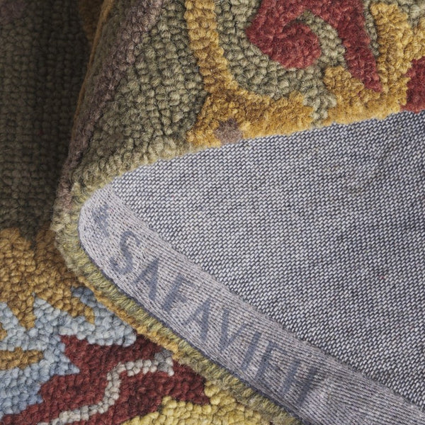 Safavieh Blossom Hand-Tufted Wool Oval Rug with Floral Motif for Dining or Bedroom Green 5'-0" x 8'-0" BLM402B-5OV