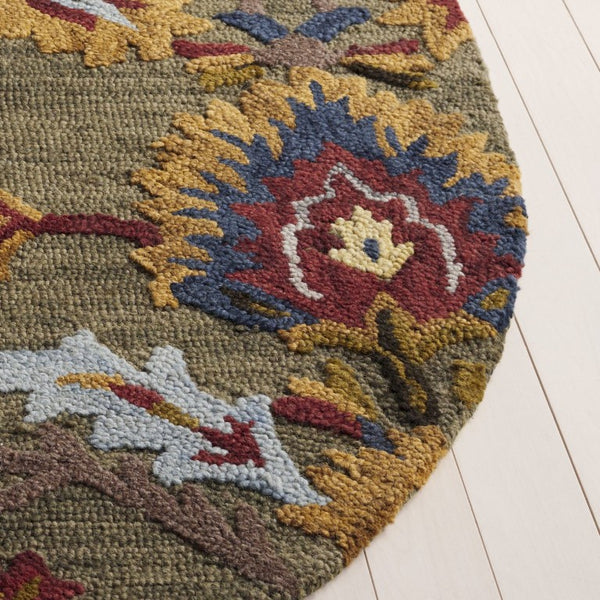 Safavieh Blossom Hand-Tufted Wool Oval Rug with Floral Motif for Dining or Bedroom Green 5'-0" x 8'-0" BLM402B-5OV