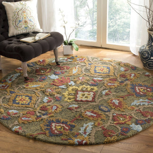 Safavieh Blossom Hand‑Tufted Wool Oval Rug In Green Multi — Timeless Oriental Motif, Plush Durable Pile 3'-0" x 5'-0" BLM402B-3OV