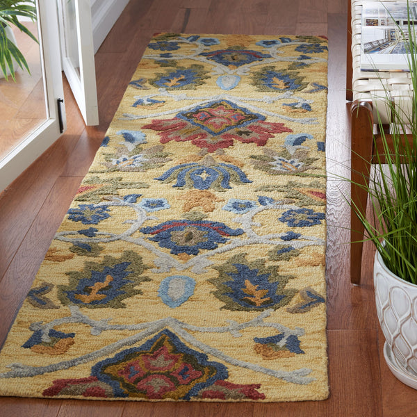 Safavieh Blossom Hand-Tufted 6X8 Oval Wool Rug In Gold Multi — Traditional Oriental Pattern, Plush 5/8" BLM402D-68OV