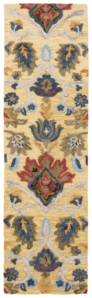 Safavieh Blossom Handcrafted Wool Area Rug - Luxurious Floral Motif Décor For Timeless Elegance In Any Room Gold ,Multi Wool Blm402d-68
