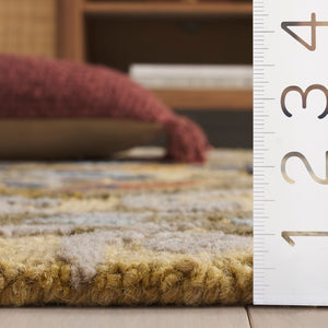 Safavieh Blossom Hand-Tufted Wool Oval Rug with Floral Motif for Dining or Bedroom Gold 4'-0" x 6'-0" BLM402D-4OV