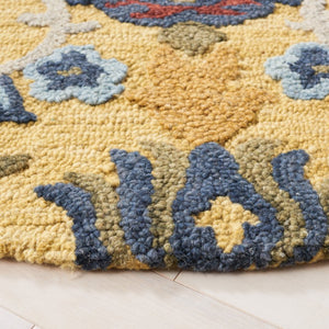 Safavieh Blossom Hand-Tufted Wool Oval Rug with Floral Motif for Dining or Bedroom Gold 4'-0" x 6'-0" BLM402D-4OV