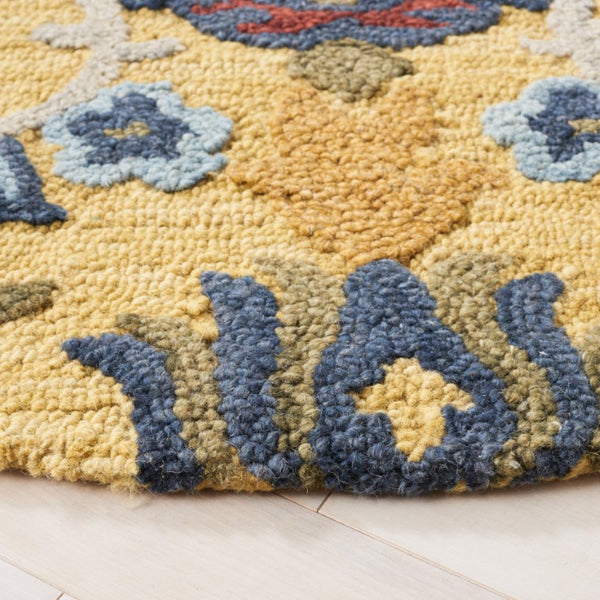 Safavieh Blossom Hand-Tufted Wool Oval Rug with Floral Motif for Dining or Bedroom Gold 4'-0" x 6'-0" BLM402D-4OV
