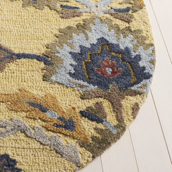 Safavieh Blossom Hand-Tufted Wool Oval Rug with Floral Motif for Dining or Bedroom Gold 4'-0" x 6'-0" BLM402D-4OV