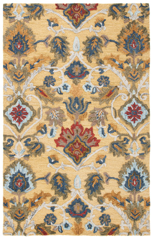 Safavieh Blossom Handcrafted Wool Area Rug - Luxurious Floral Motif Décor For Timeless Elegance In Any Room Gold ,Multi Wool Blm402d-68