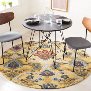 Safavieh Blossom Hand-Tufted 6X8 Oval Wool Rug In Gold Multi — Traditional Oriental Pattern, Plush 5/8" BLM402D-68OV