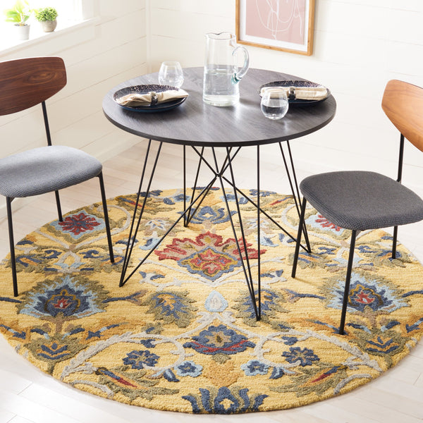 Safavieh Blossom Hand-Tufted 6X8 Oval Wool Rug In Gold Multi — Traditional Oriental Pattern, Plush 5/8" BLM402D-68OV