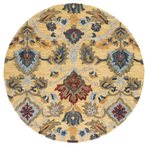 Safavieh Blossom Hand-Tufted 6X8 Oval Wool Rug In Gold Multi — Traditional Oriental Pattern, Plush 5/8" BLM402D-68OV