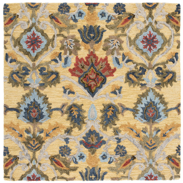 Safavieh Blossom Hand-Tufted 6X8 Oval Wool Rug In Gold Multi — Traditional Oriental Pattern, Plush 5/8" BLM402D-68OV