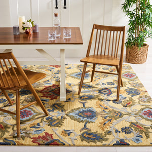 Safavieh Blossom Hand-Tufted 6X8 Oval Wool Rug In Gold Multi — Traditional Oriental Pattern, Plush 5/8" BLM402D-68OV