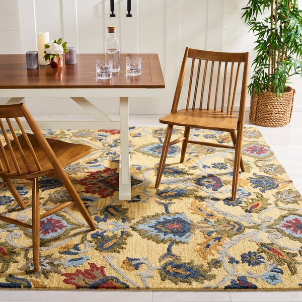 Safavieh Blossom Hand-Tufted 6X8 Oval Wool Rug In Gold Multi — Traditional Oriental Pattern, Plush 5/8" BLM402D-68OV
