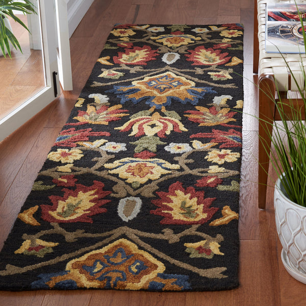 Safavieh Blossom Hand-Tufted 6X9 Wool Rug Charcoal & Multi — Traditional Motifs, Plush 5/8" Pile, Durable Elegance BLM402H-68OV