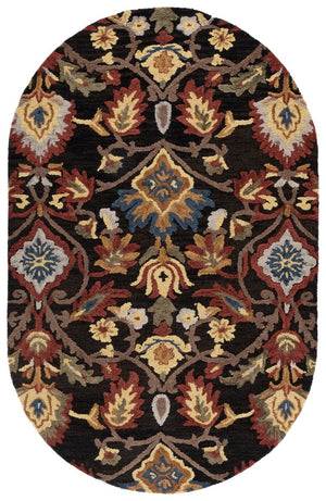Safavieh Blossom Hand-Tufted Wool Oval Rug with Floral Motif for Dining or Bedroom Black 4'-0" x 6'-0" BLM402H-4OV