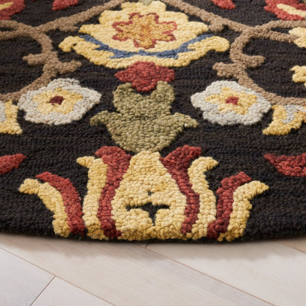 Safavieh Blossom Hand-Tufted Wool Oval Rug with Floral Motif for Dining or Bedroom Black 4'-0" x 6'-0" BLM402H-4OV